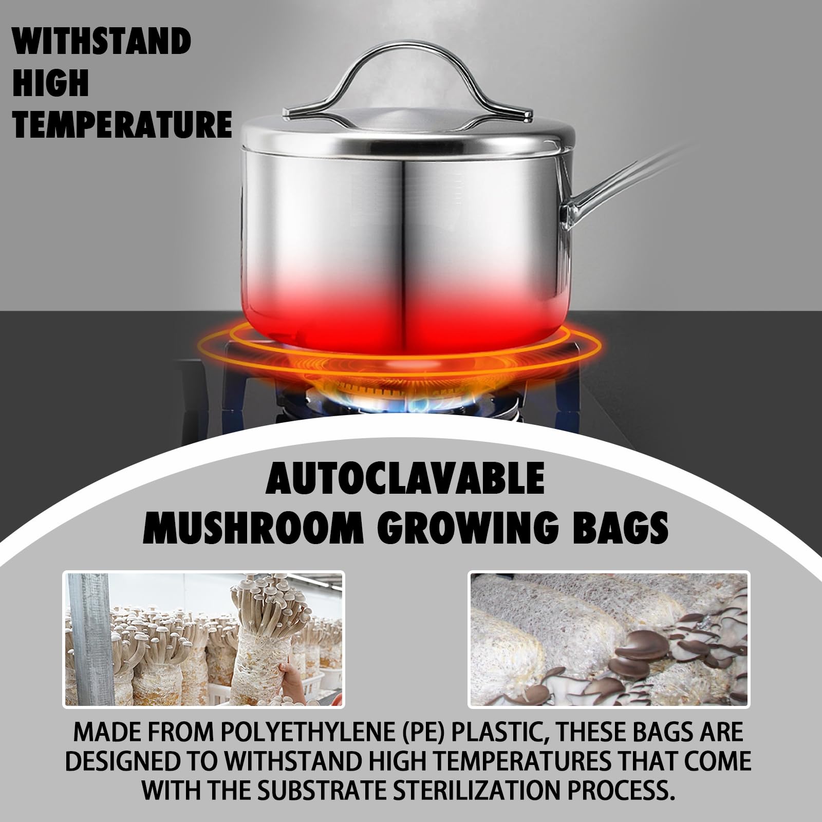 TonGass label with dimensions and autoclave-safe icon for safe sterilization