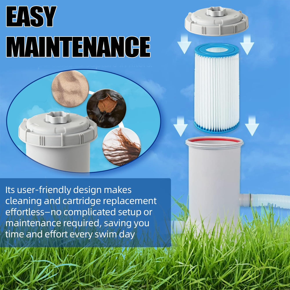 TonGass pump in backyard pool scene demonstrating reliable filtration for family swims