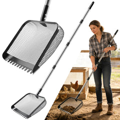 Tongjing scooper front view showing wide 12-inch face for faster cleaning