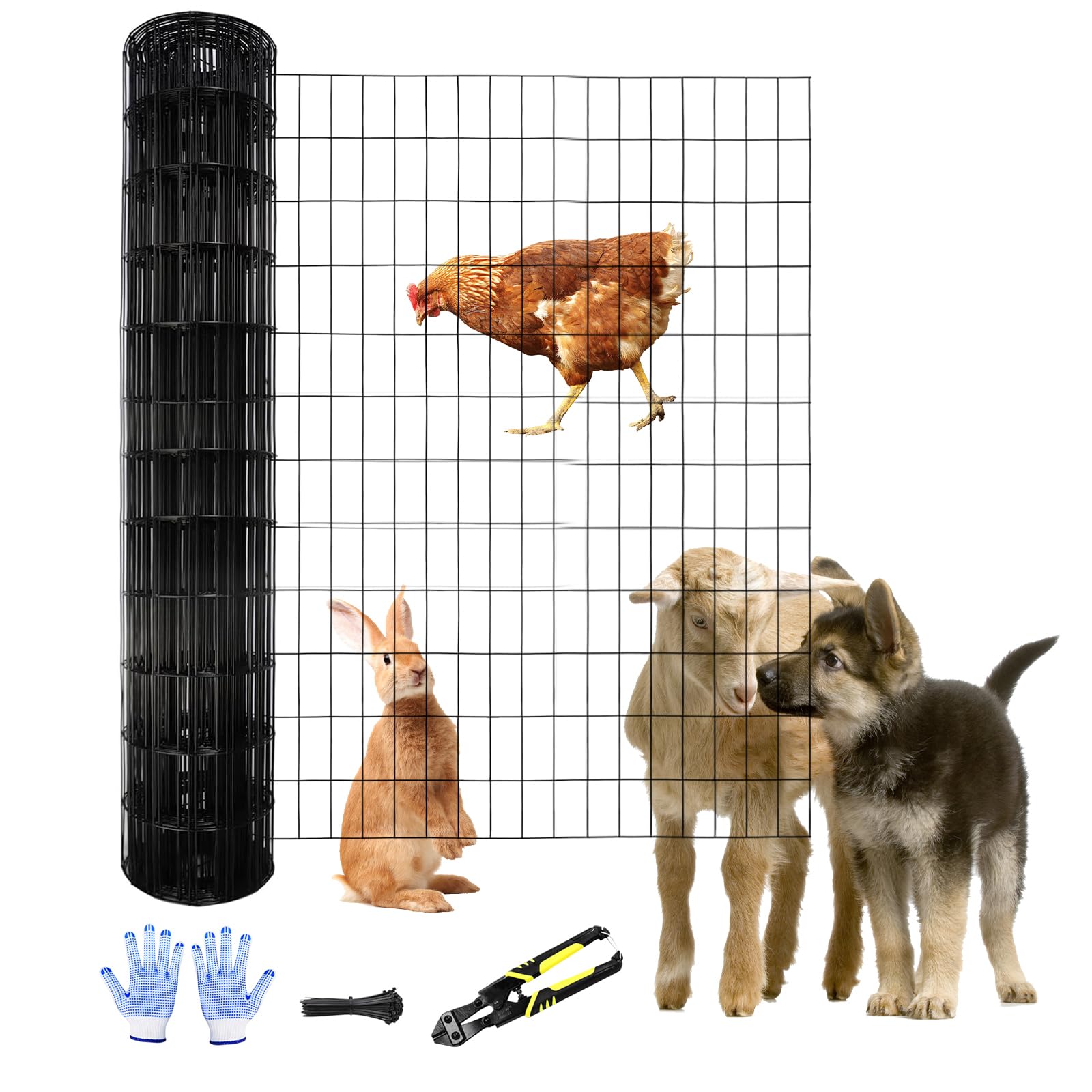 TONGMO front view of black PVC-coated welded wire roll showing compact packaging and benefits