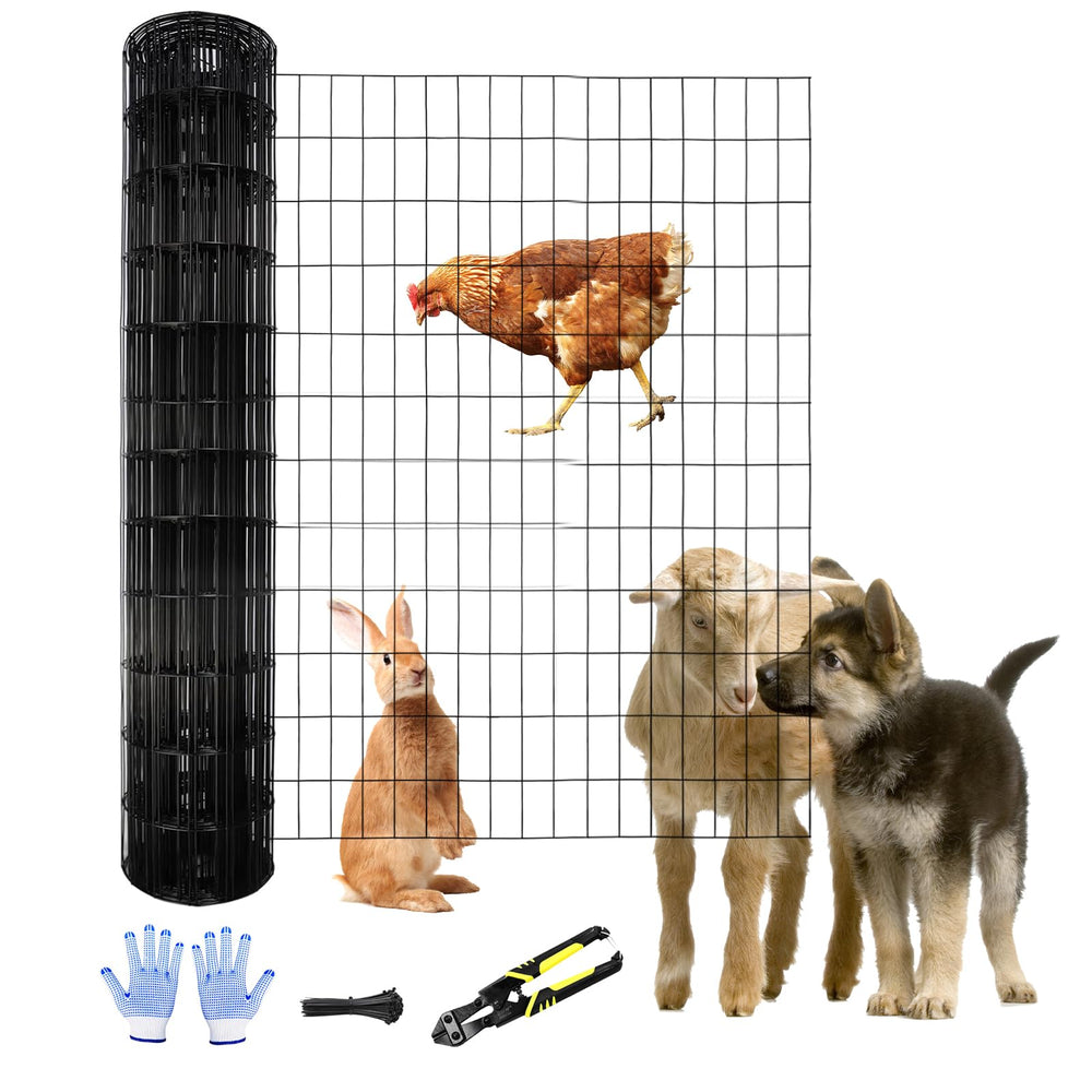 TONGMO front view of black PVC-coated welded wire roll showing compact packaging and benefits