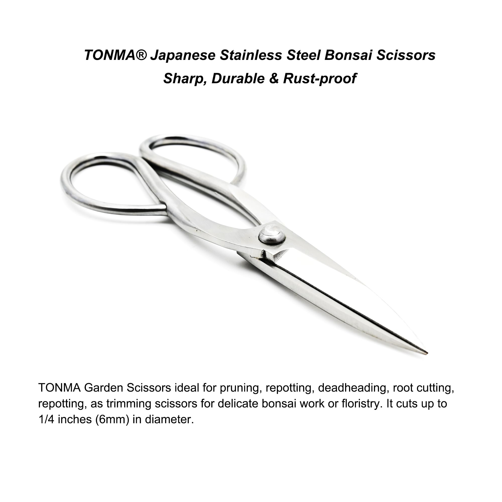 TONMA JP scissors cutting bonsai branch demonstrating clean tear-free cuts