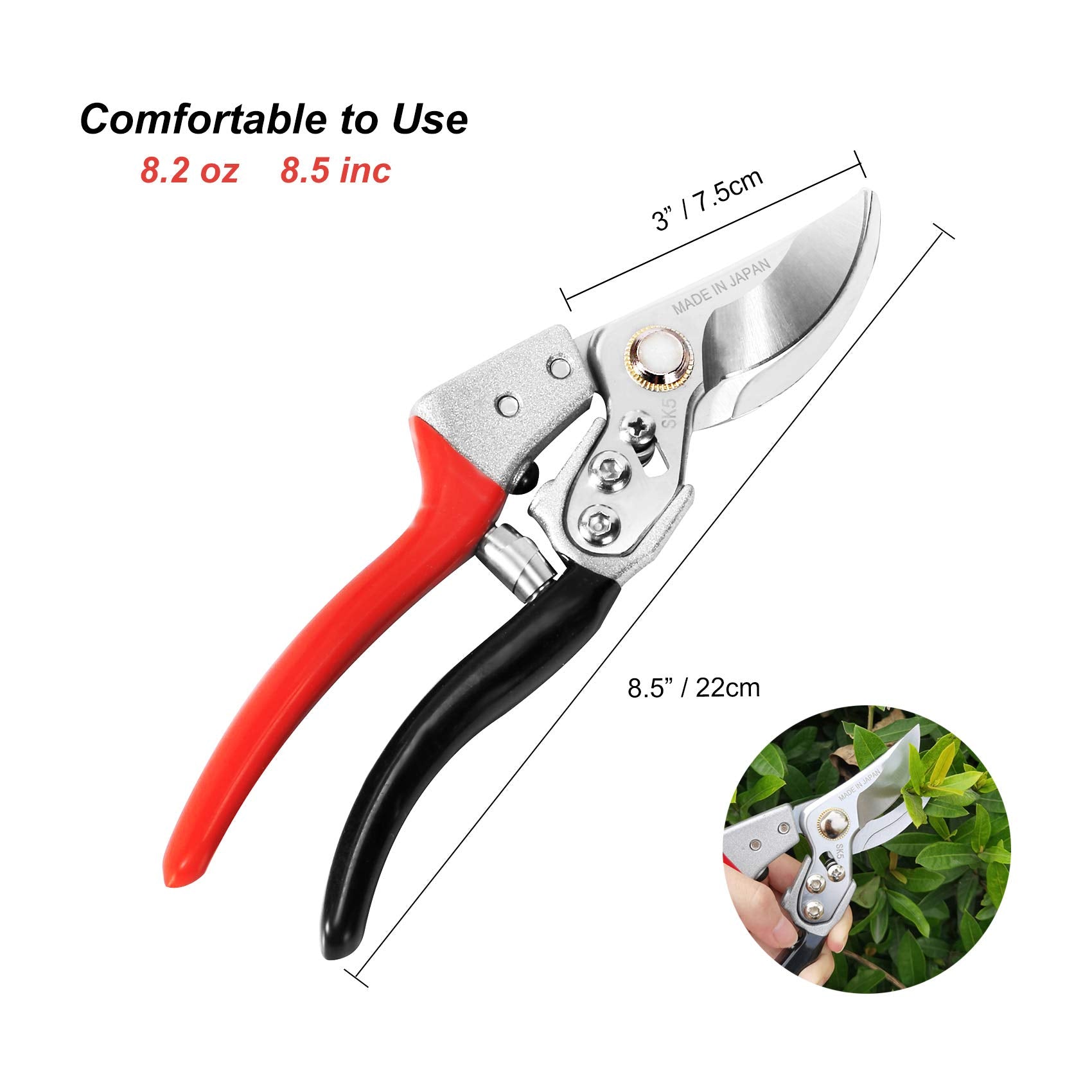 TONMA shears cutting a rose stem showing smooth, plant-friendly cuts