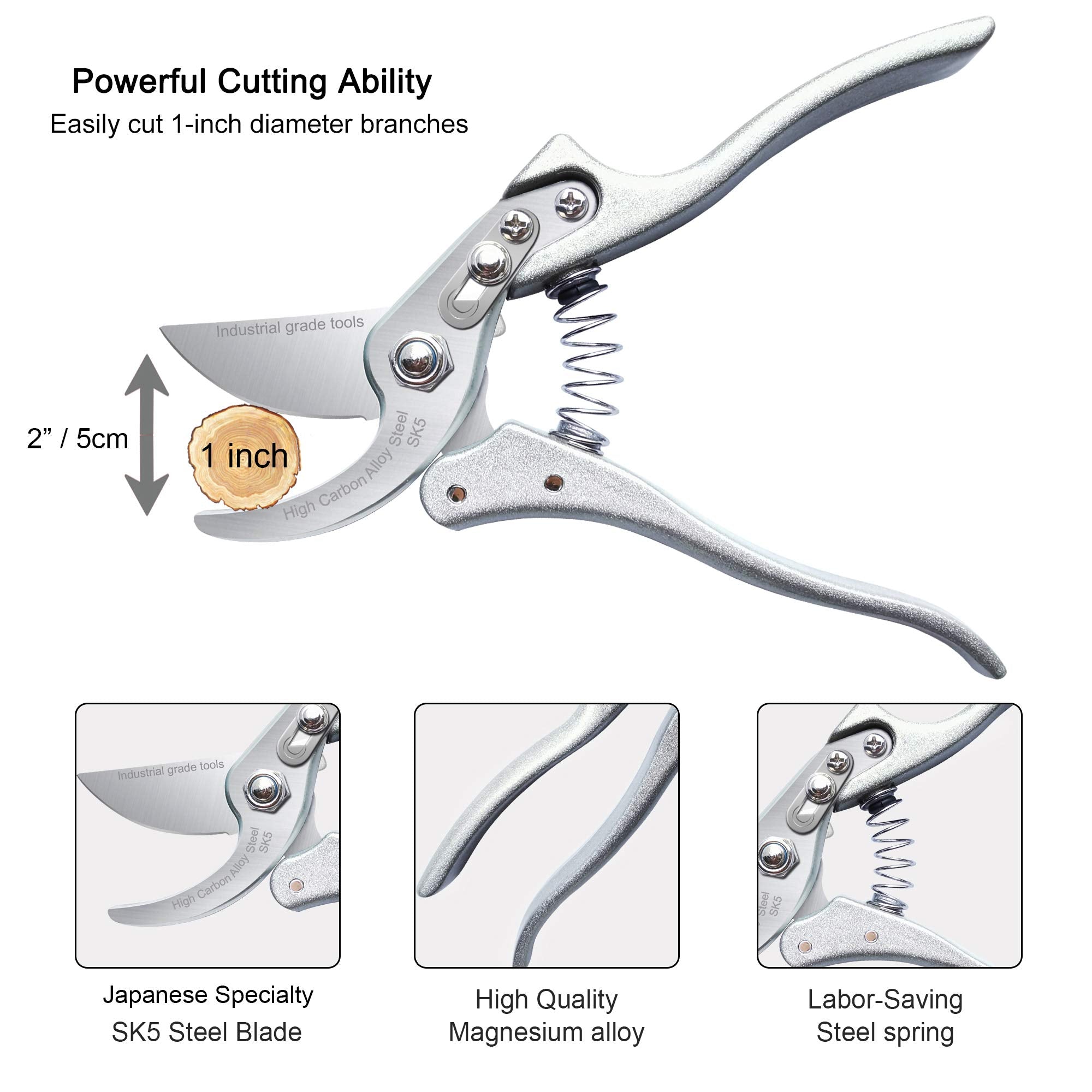 TONMA JP ergonomic handle detail reducing hand fatigue during prolonged pruning