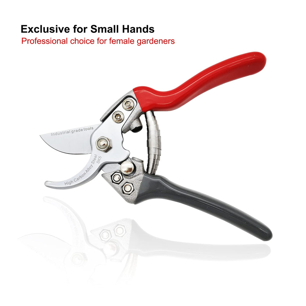 TONMA close-up of SK5 steel blades highlighting sharp edge for clean plant-friendly cuts
