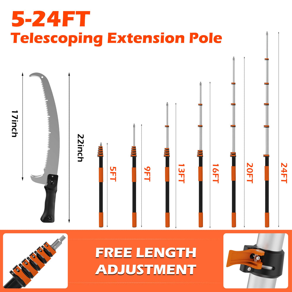 TONYINGO close-up of detachable 19-inch pruning saw head for precise cuts