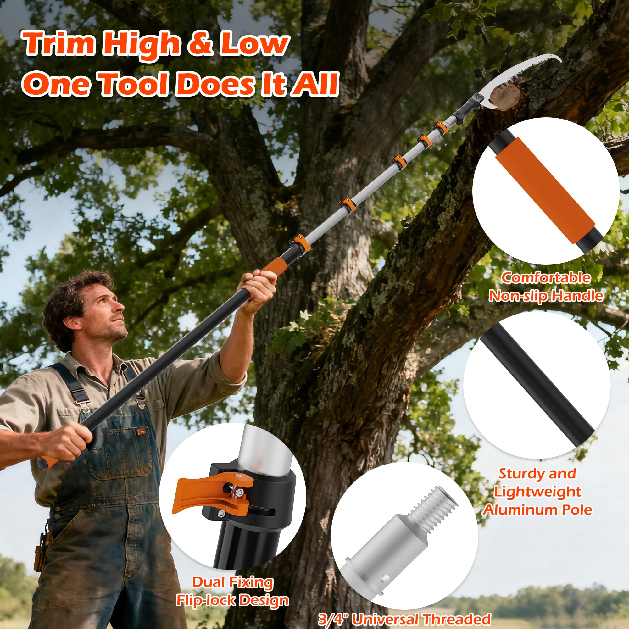 TONYINGO flip-lock and screw dual lock detail for secure pole stability