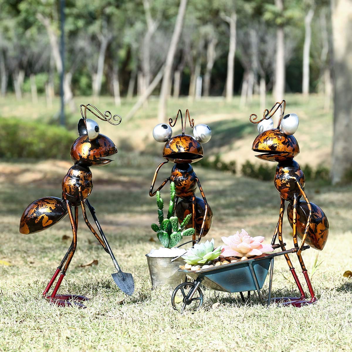 Tooarts ant placed among succulents to add whimsical plant display interest