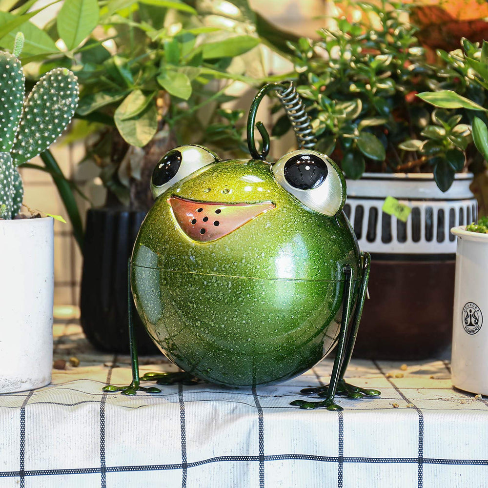 Tooarts frog watering can spout close-up focusing on mouth spout for precise watering