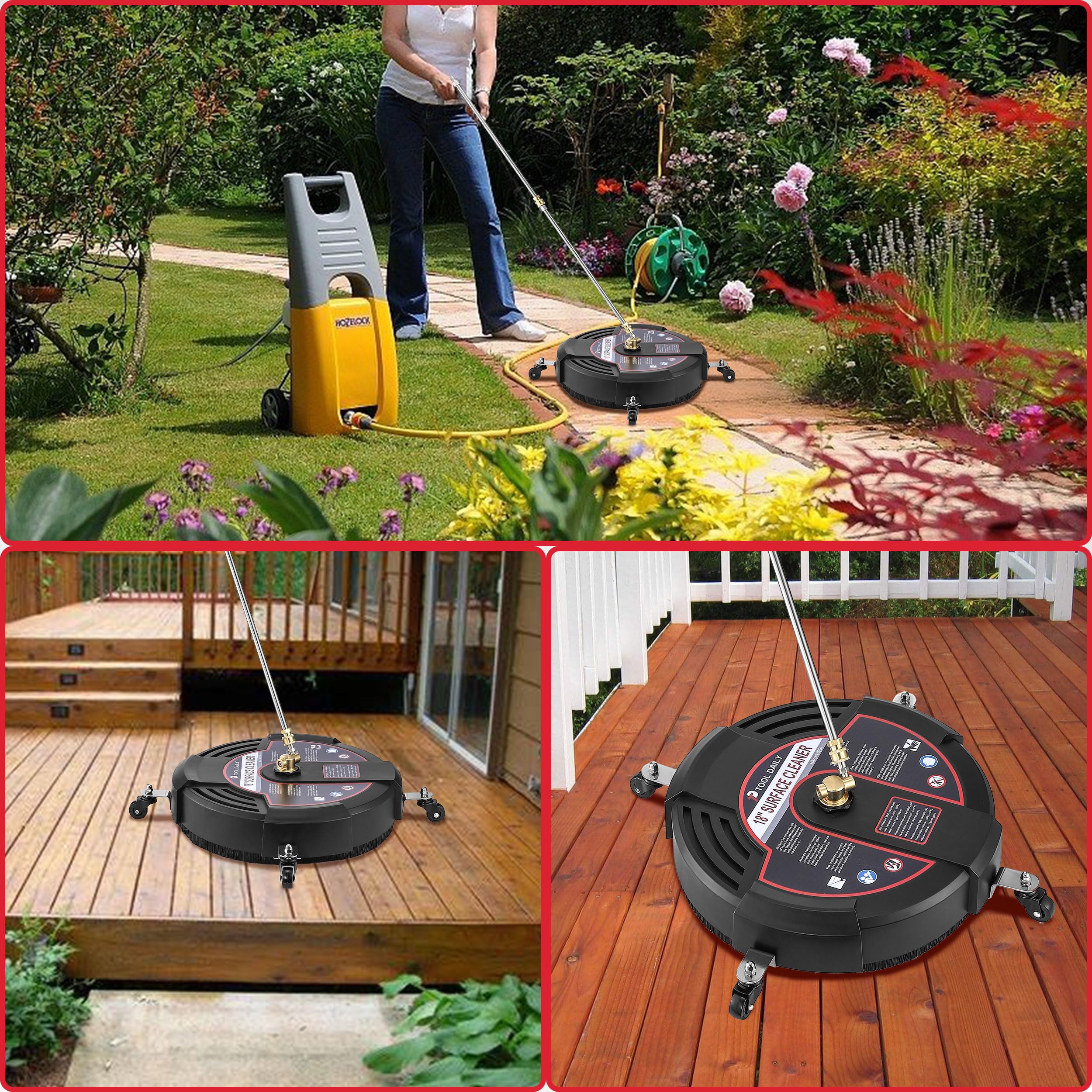 Tool Daily surface cleaner in use on driveway delivering uniform concrete cleaning