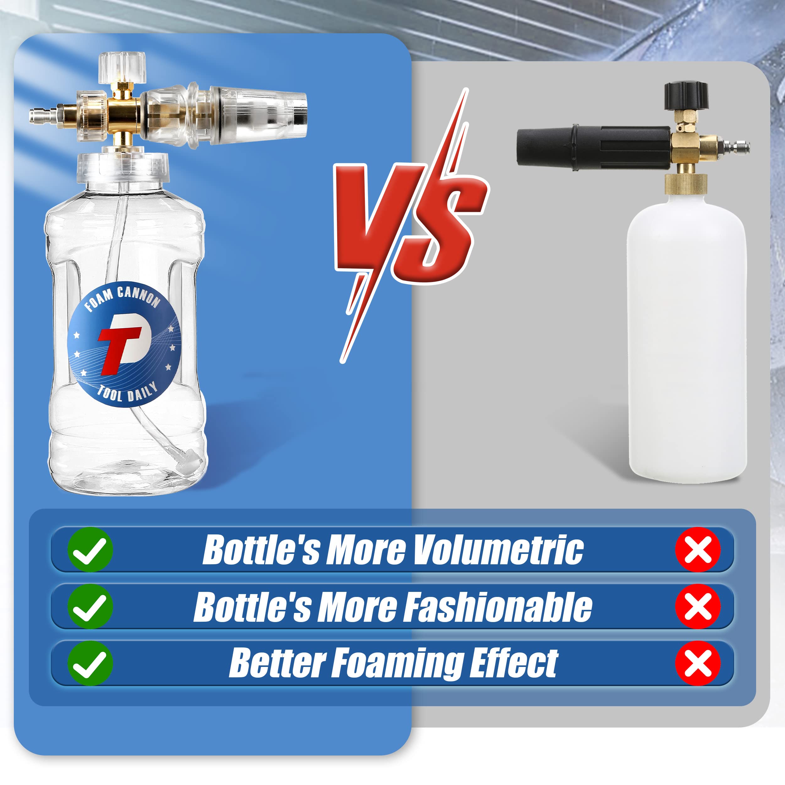 Tool Daily nozzle orifices comparison showing 1.1mm option for thicker foam
