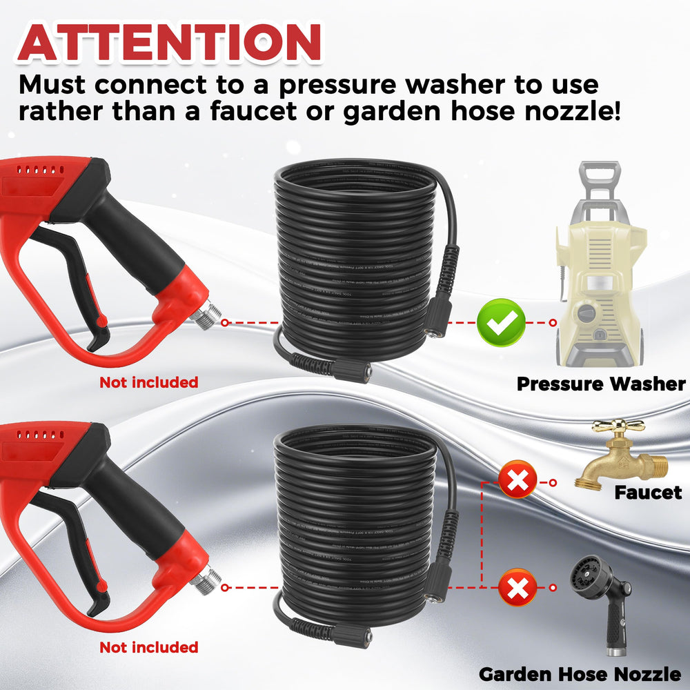 Tool Daily hose attached to spray gun showing easy connection and steady water flow