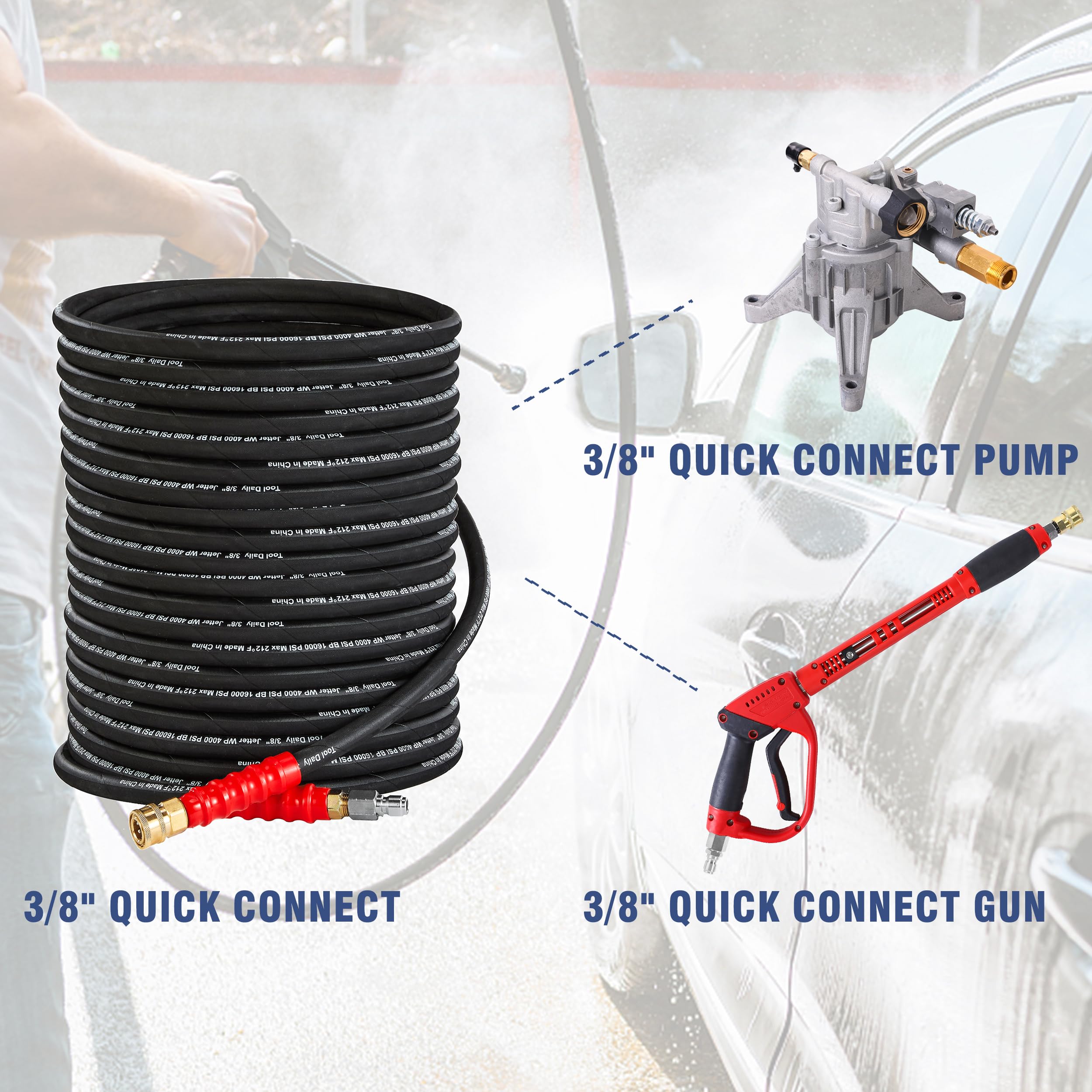 Tool Daily hose in use washing a car for efficient, high-pressure cleaning