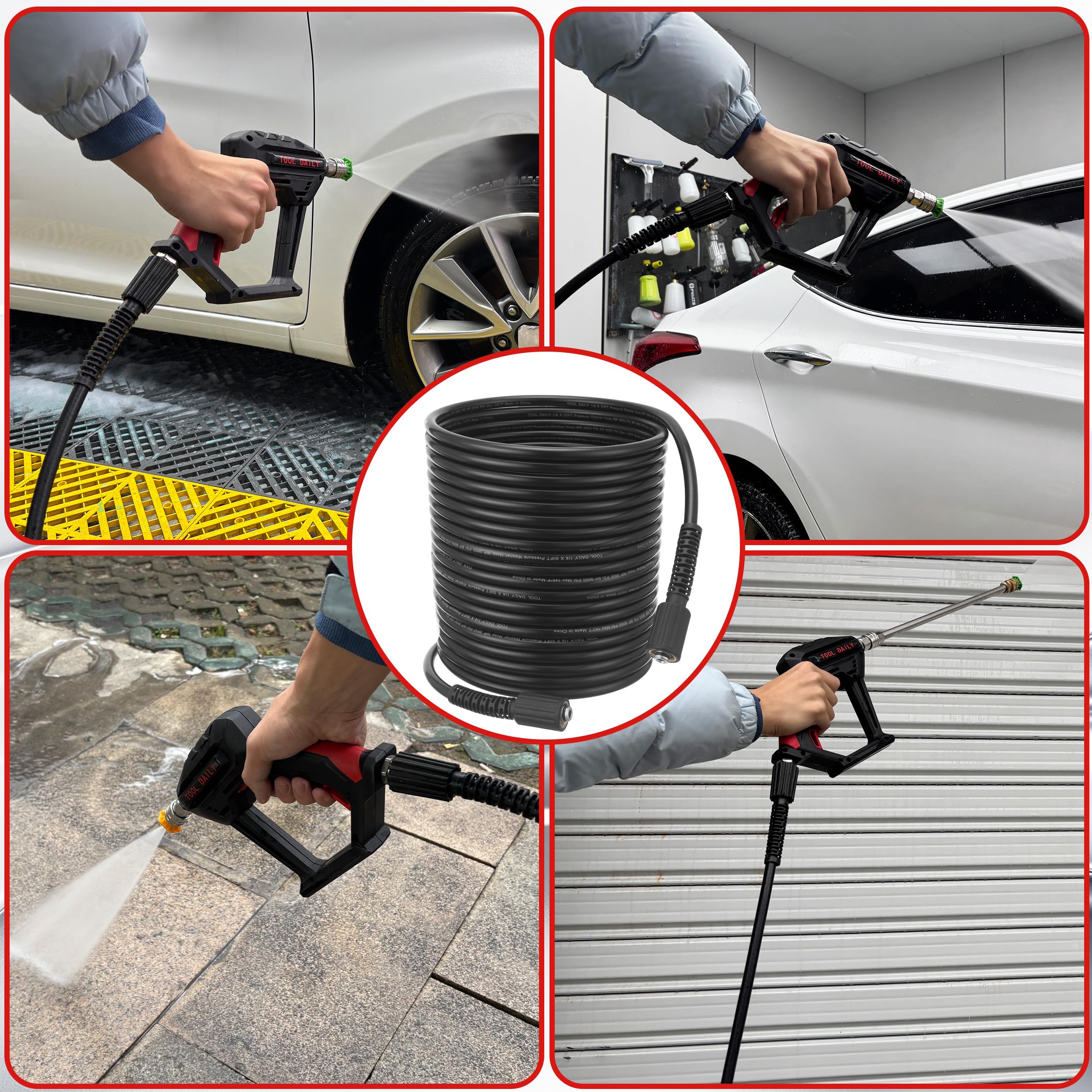Tool Daily compactly stored hose on hook showing convenient portability and neat storage