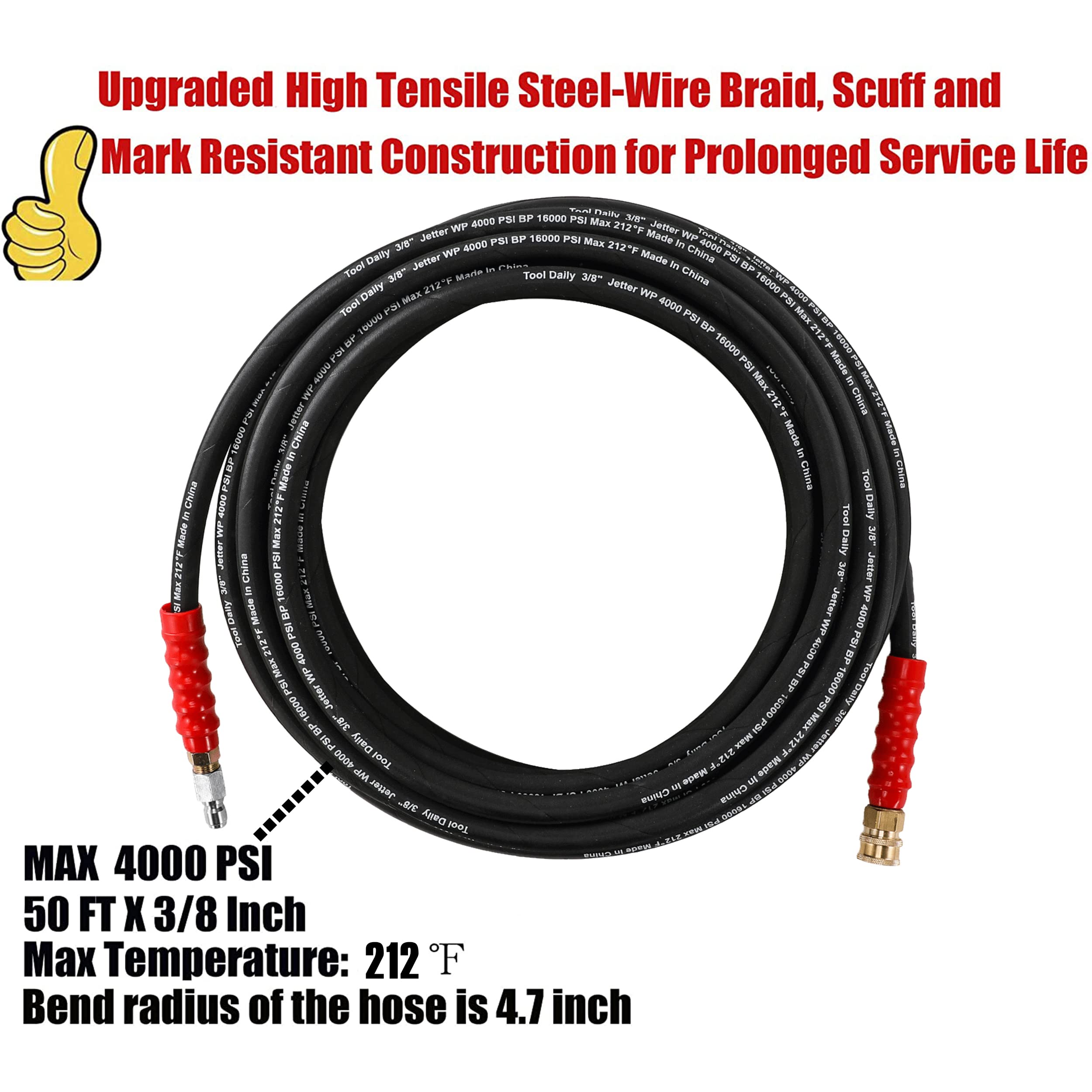Tool Daily packaged hose and label showing specs for easy identification