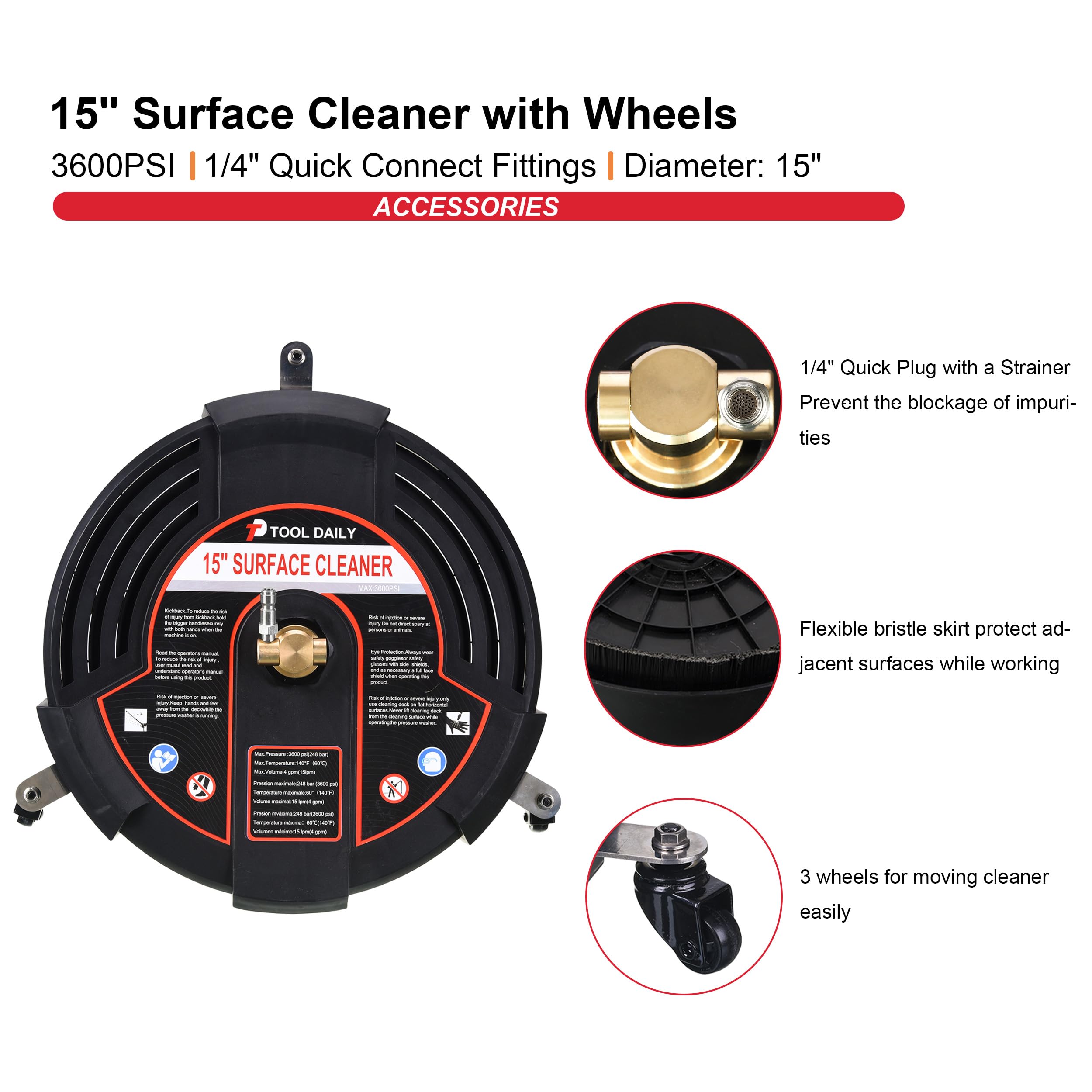 Tool Daily three swivel wheels close-up for smooth mobility and reduced fatigue