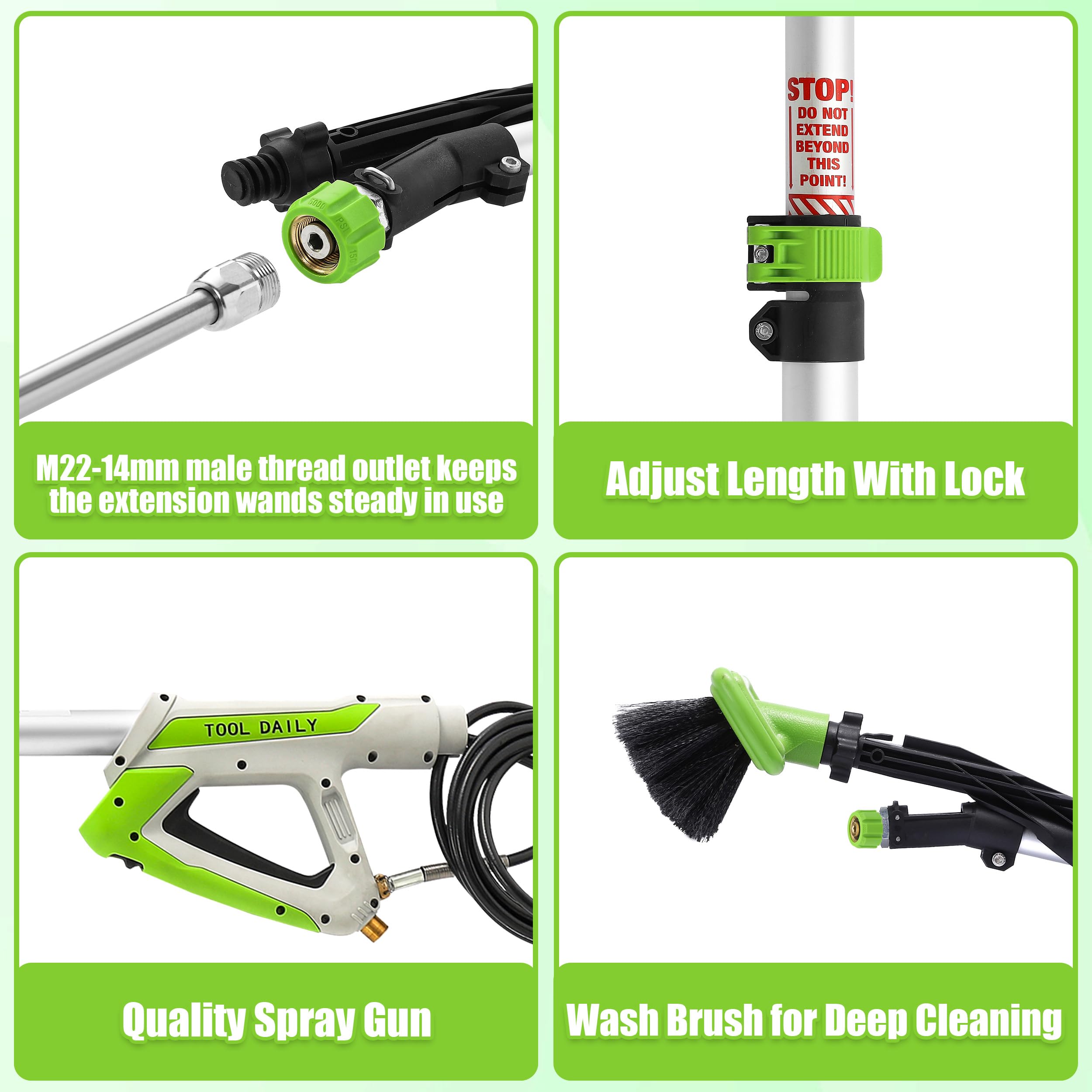 Tool Daily wand in use cleaning a gutter from ground improving safety
