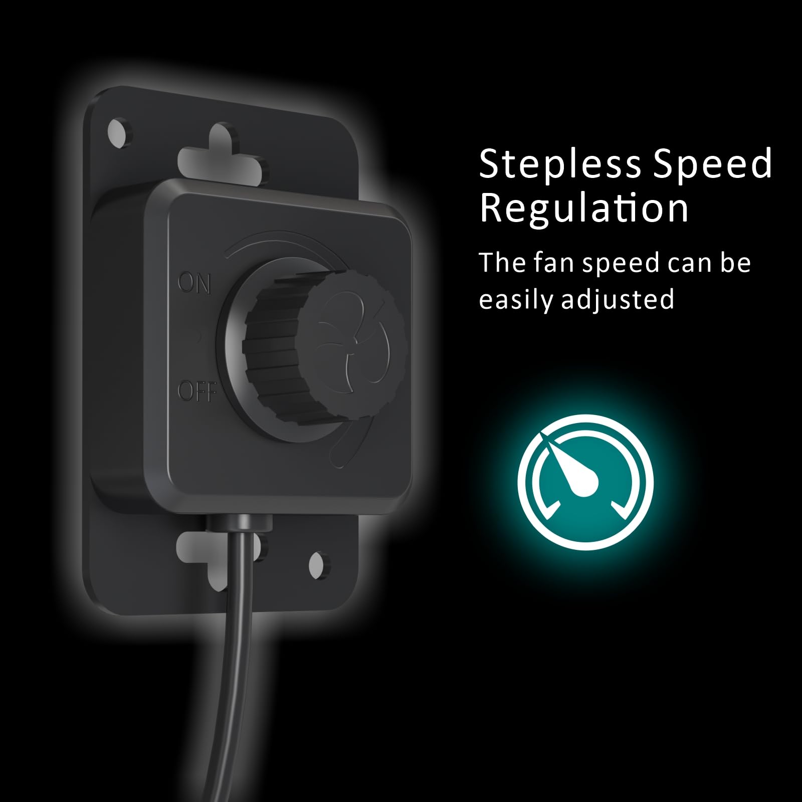 Toolazy variable speed controller and knob close-up, allows precise airflow adjustment