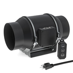 Toolazy front view inline fan showing compact housing and inlet, quiet ventilation benefit