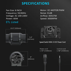 Toolazy mixed-flow impeller close-up, efficient blade design for strong, quiet airflow