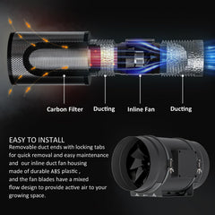 Toolazy mounted inline in an 8-inch duct demonstrating secure duct boosting