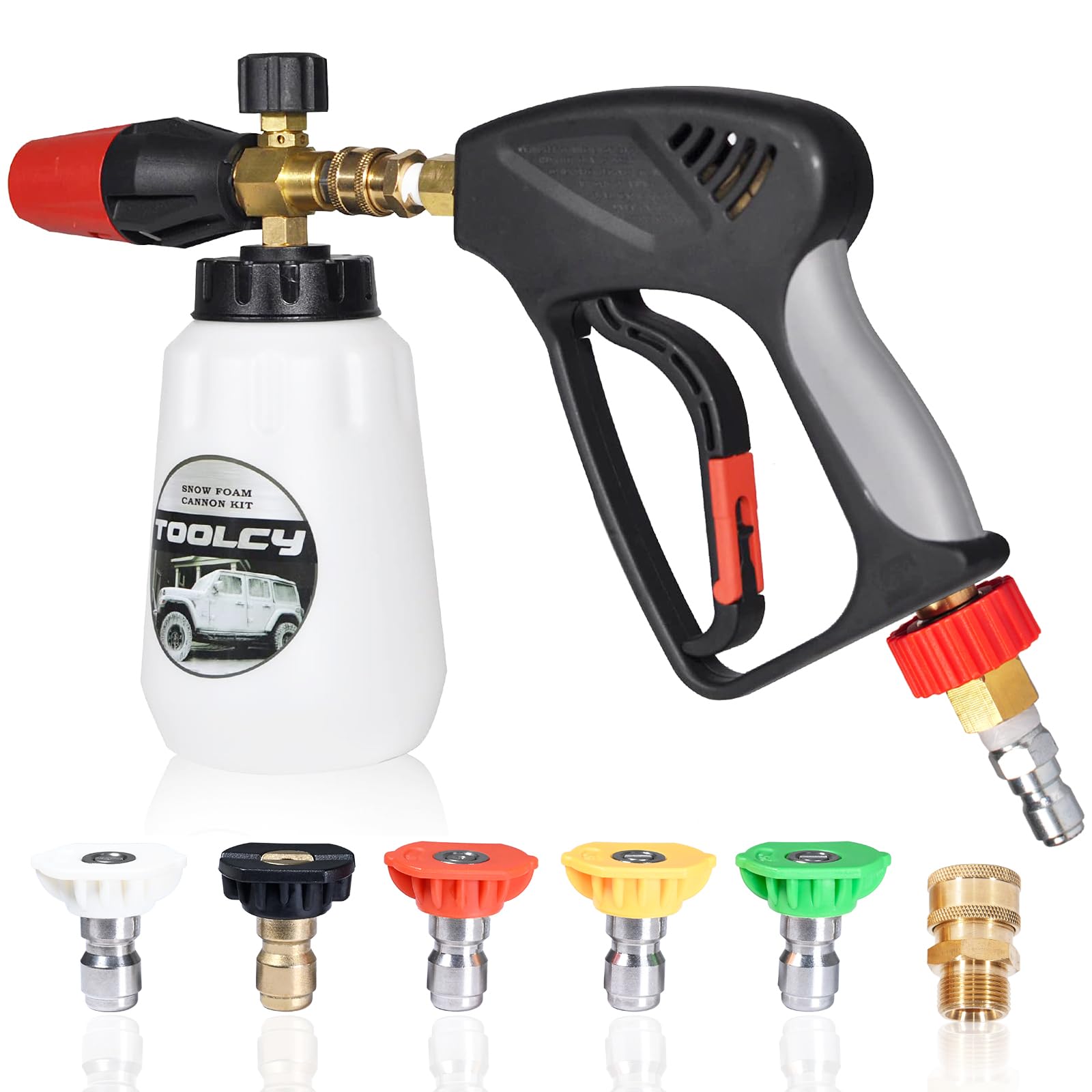 TOOLCY foam cannon kit front view showing all included parts for easy setup