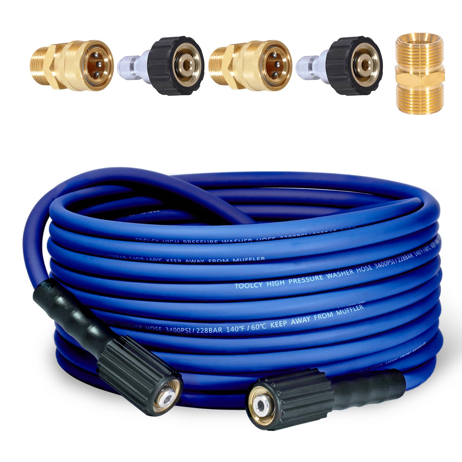 TOOLCY front view of 30 ft hose package showing length and kit benefits