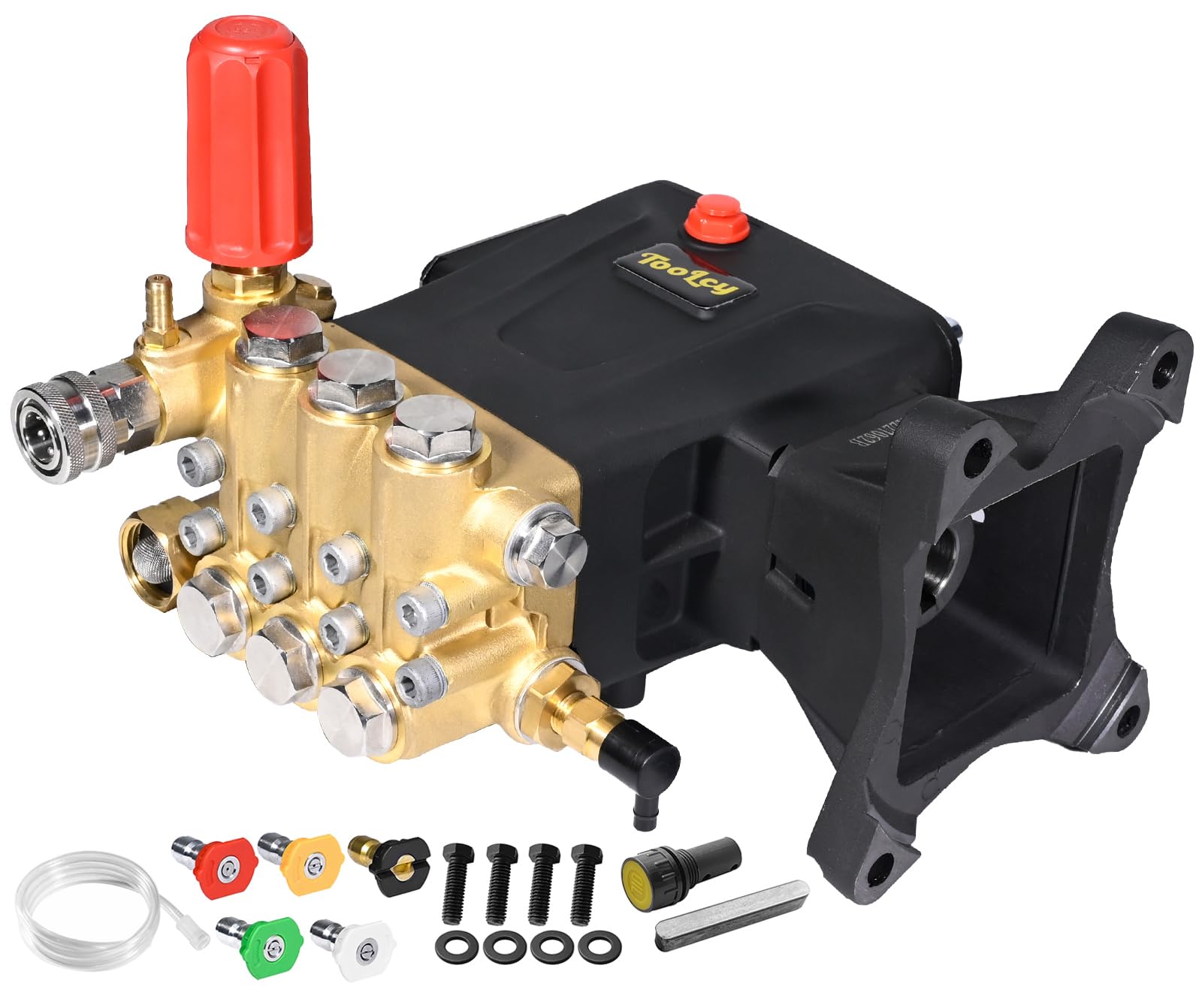 TOOLCY front view of pump showing durable casing and performance benefit
