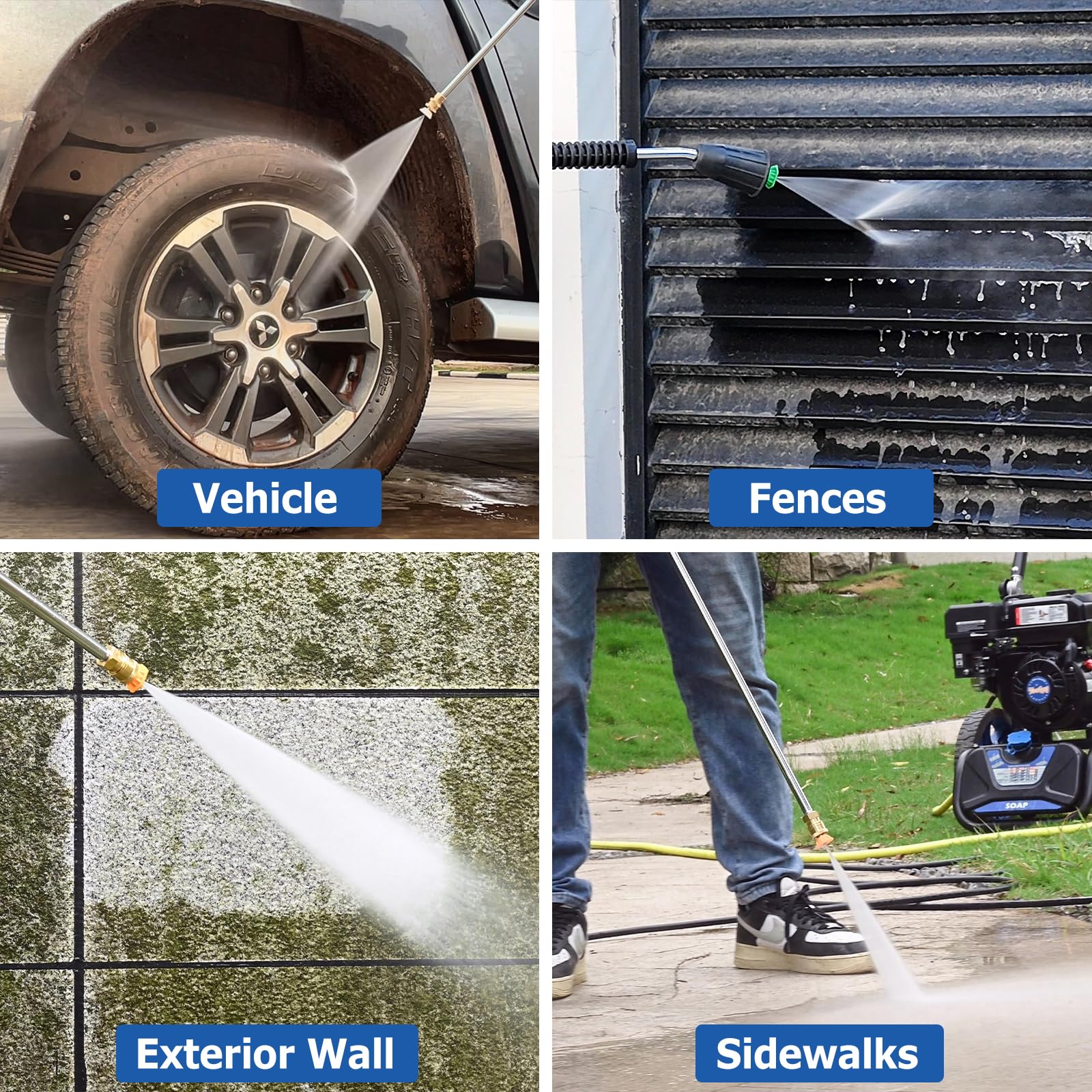 TOOLCY lifestyle image of pressure washer cleaning driveway for efficient results