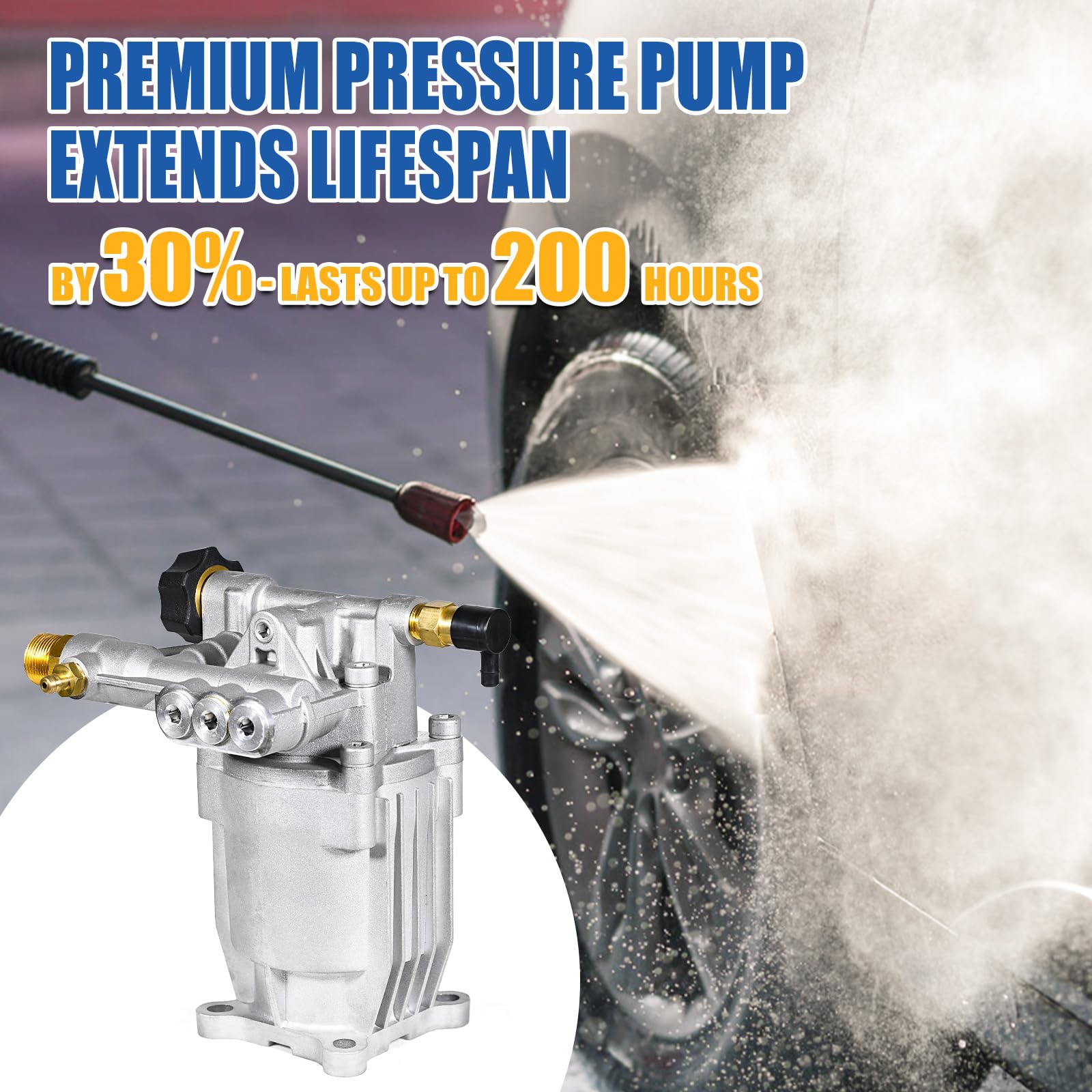 TOOLCY pump in use cleaning a driveway showing effective dirt removal benefit