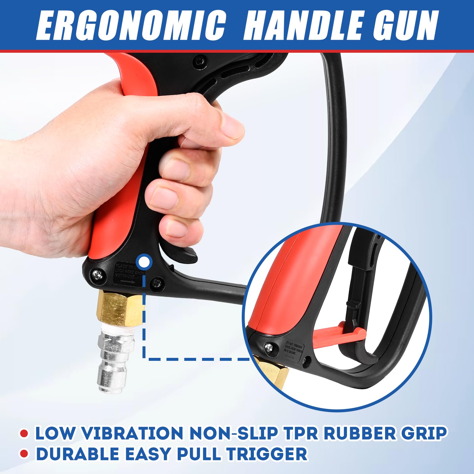 TOOLCY trigger lock detail showing safety lock to prevent accidental spraying