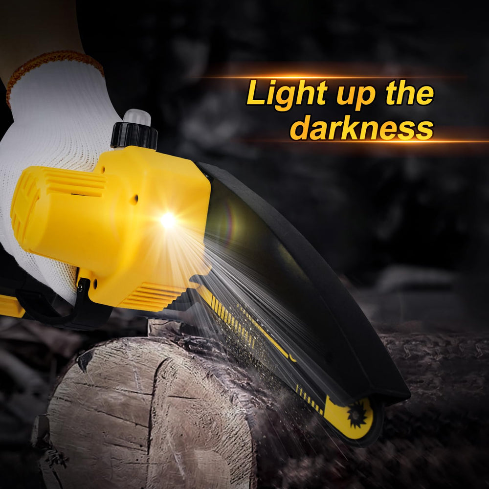 TOOLIFE chainsaw held in hand illustrating compact size and portability benefit