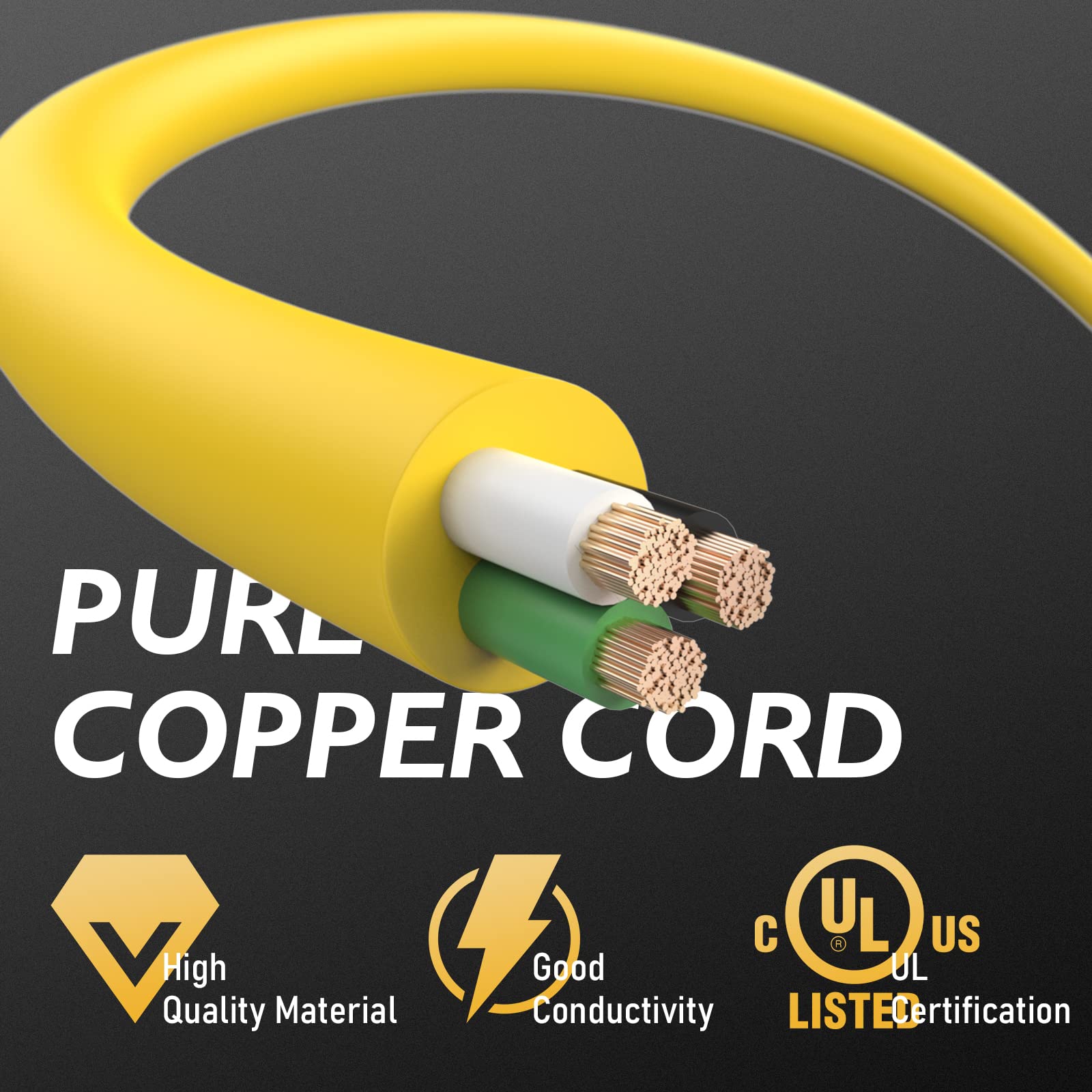 TOOLIOM cord held in hand showing 2ft scale and compact benefit for tidy setups