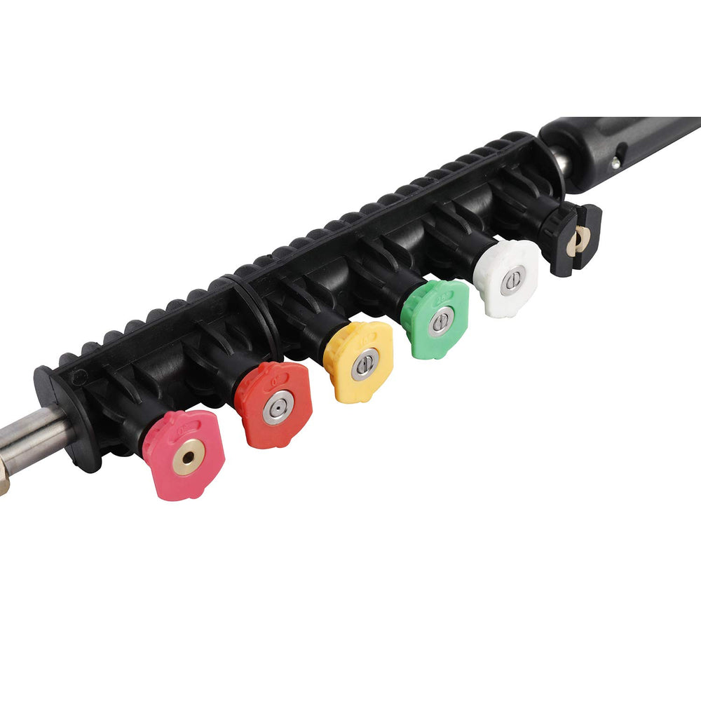 Toolly package contents laid out shows included rods, nozzles, and O-rings for complete kit