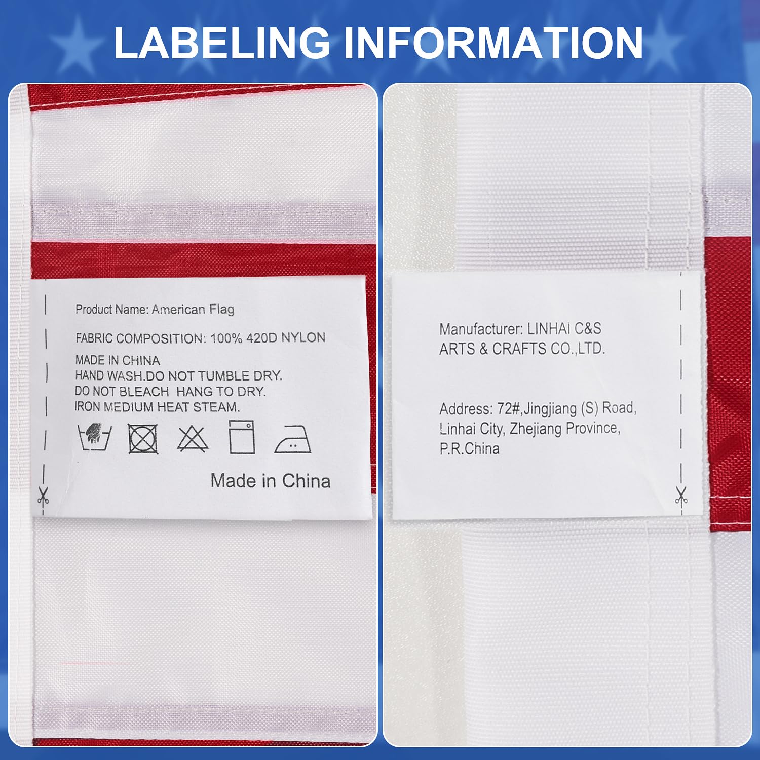 TOOUP packaged flag with label ready for gifting to veterans or homeowners