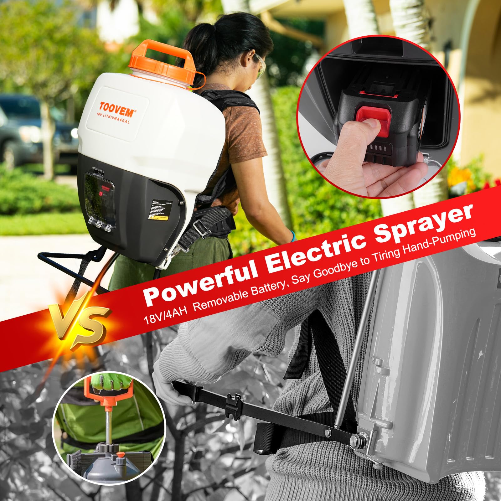 TOOVEM telescopic spray rod extended to reach high branches and distant areas benefit