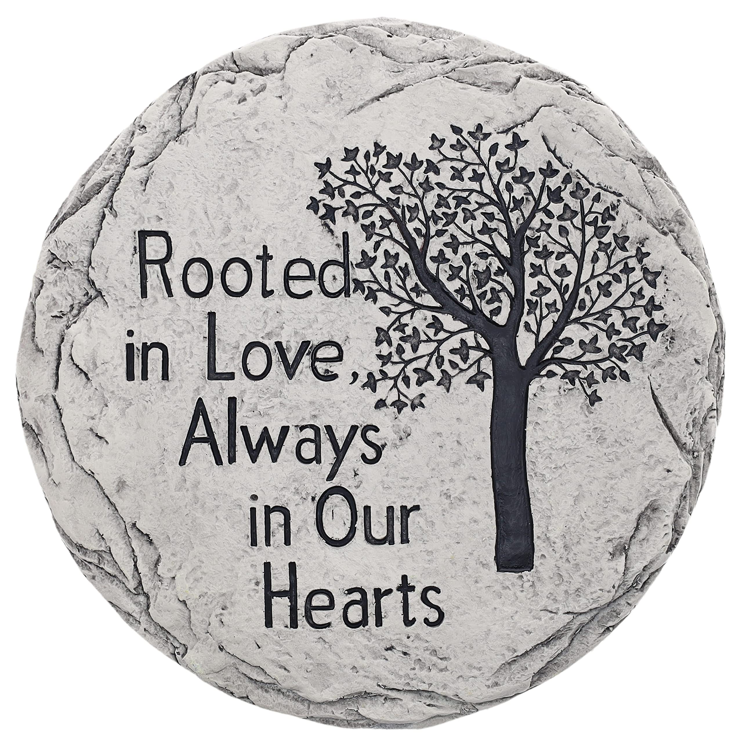 Top Brass front view of Tree of Life stepping stone showing inscription and durable finish for memorial display