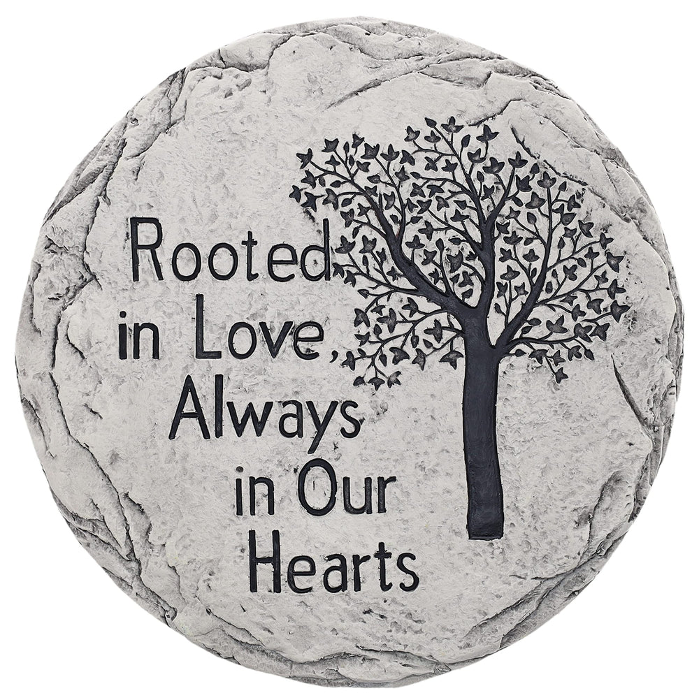 Top Brass front view of Tree of Life stepping stone showing inscription and durable finish for memorial display