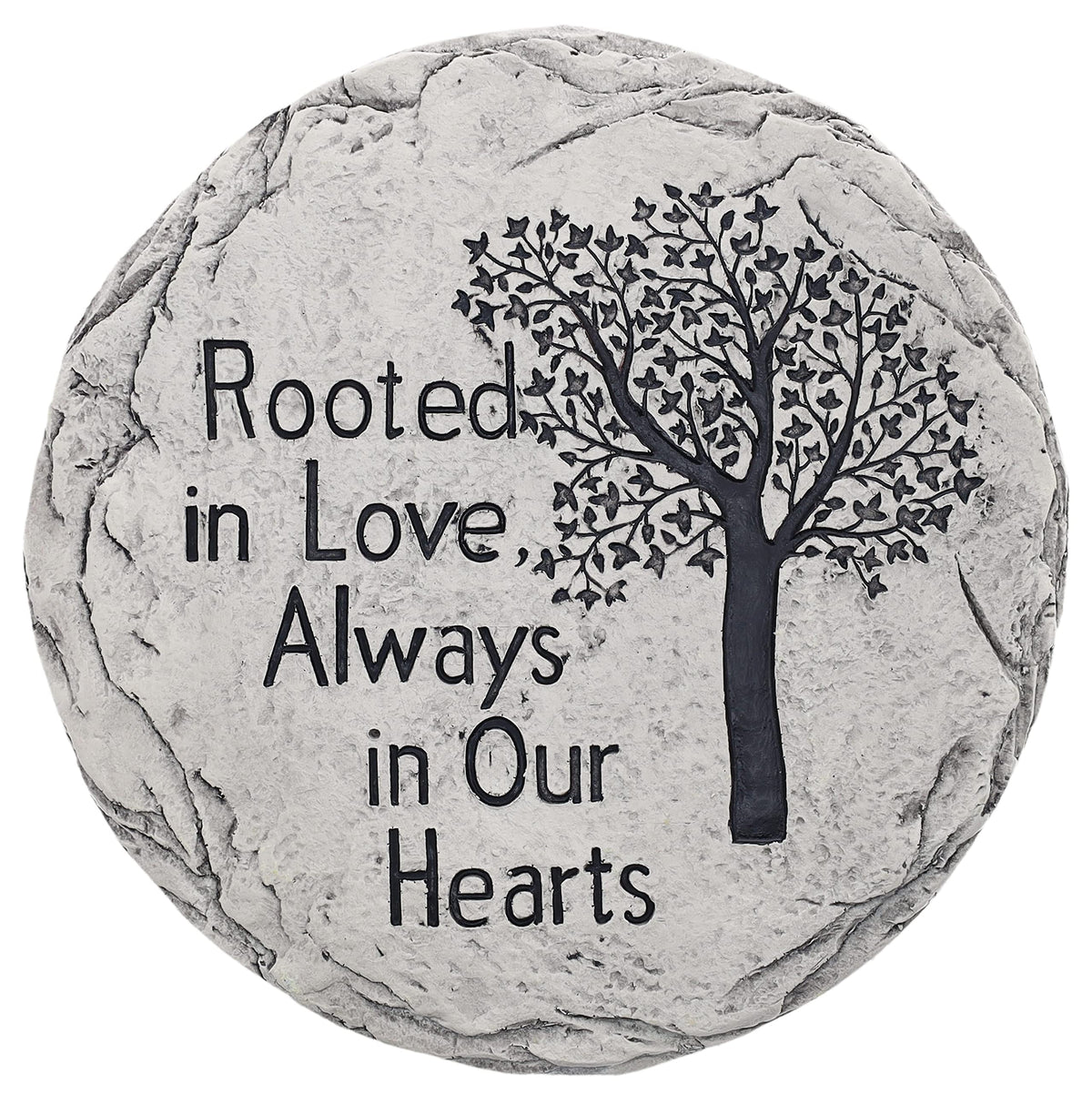 Top Brass front view of Tree of Life stepping stone showing inscription and durable finish for memorial display
