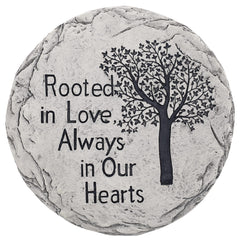 Top Brass front view of Tree of Life stepping stone showing inscription and durable finish for memorial display