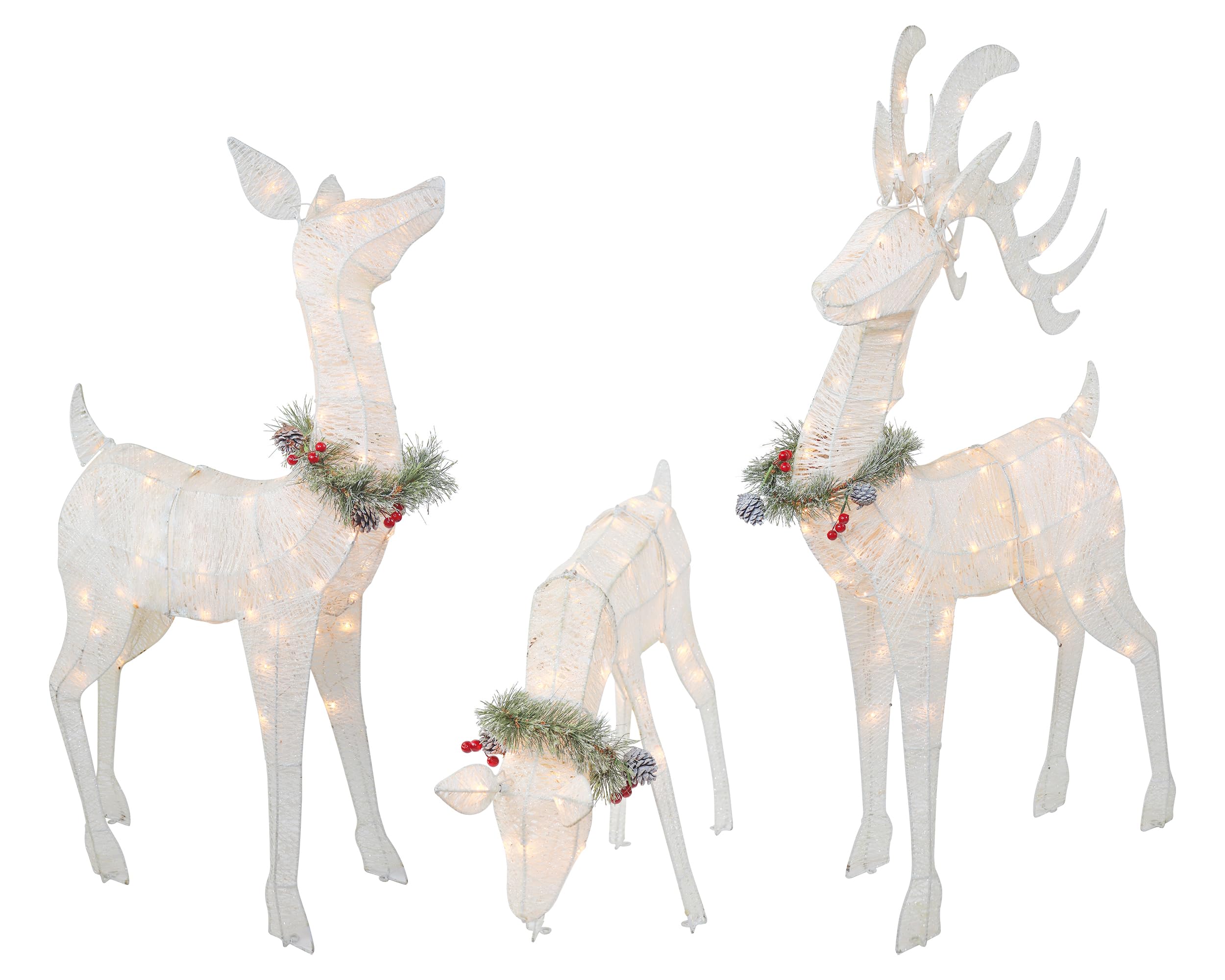 Top Treasures front view showing three lighted deer, clear warm glow