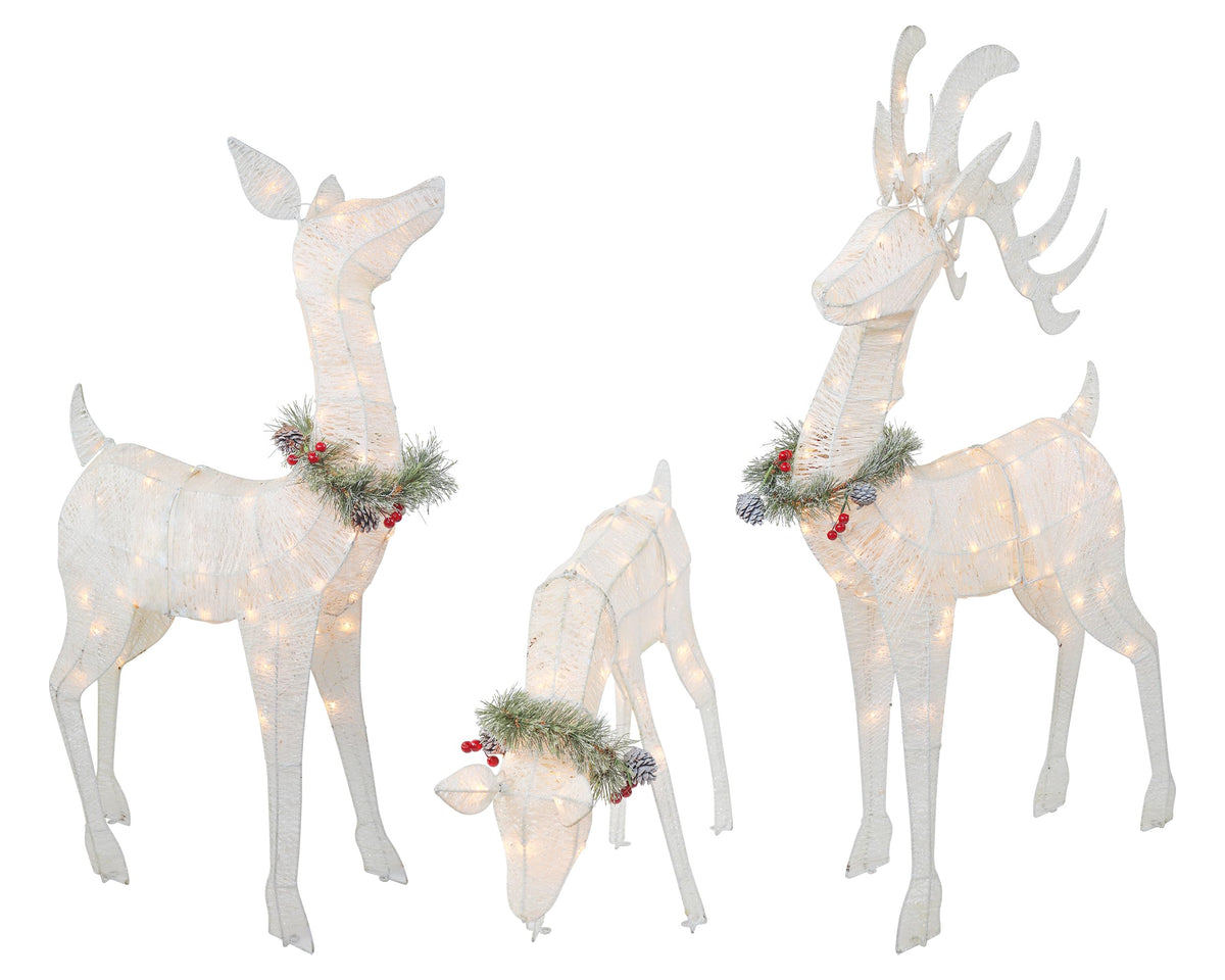 Top Treasures front view showing three lighted deer, clear warm glow
