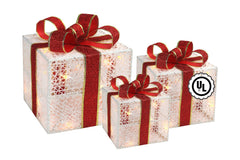 Top Treasures front view of three gift boxes showing festive presentation and curb appeal