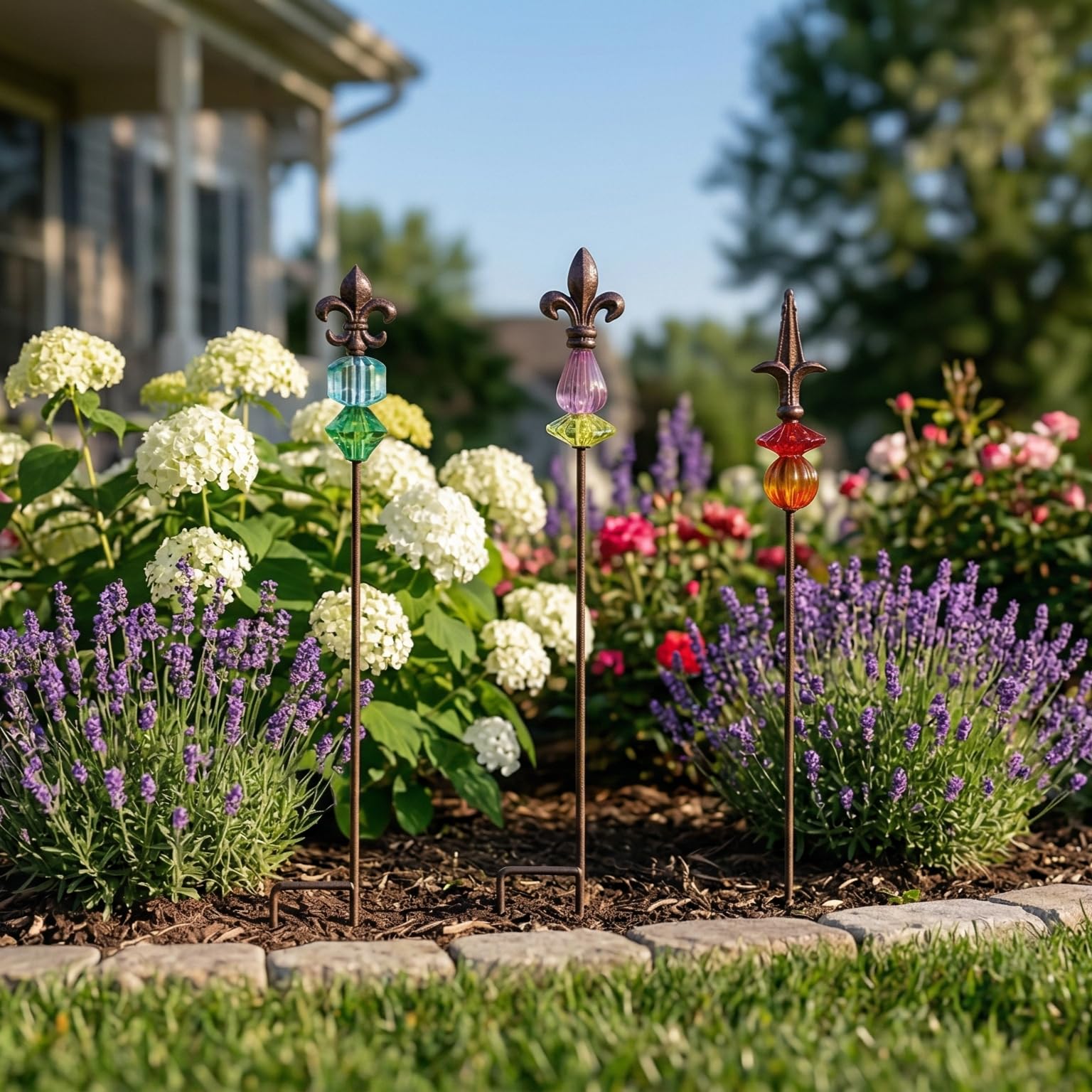 Topadorn dual-prong base inserted into soil for stable support