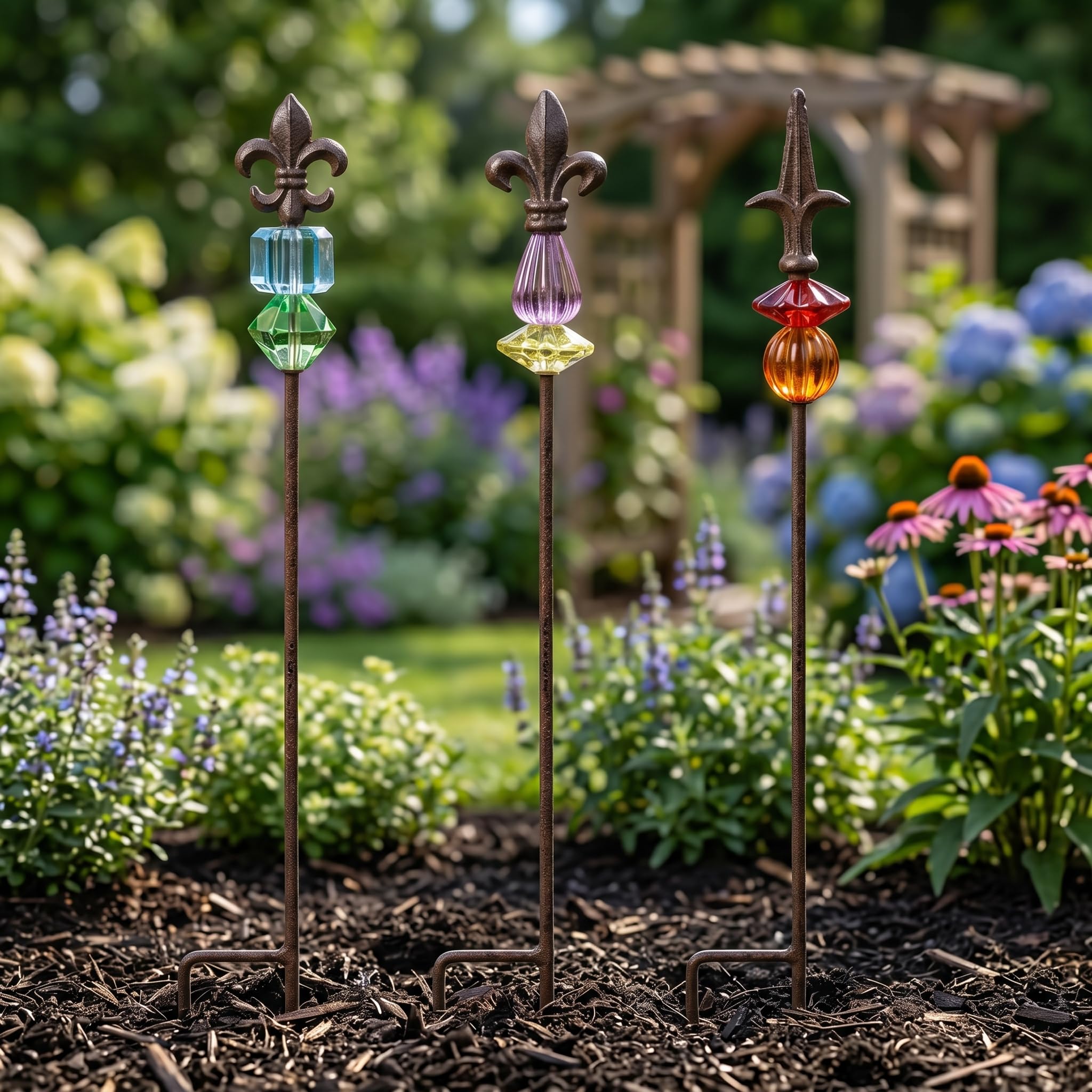 Topadorn fleur-de-lis front view adds elegant color to plants