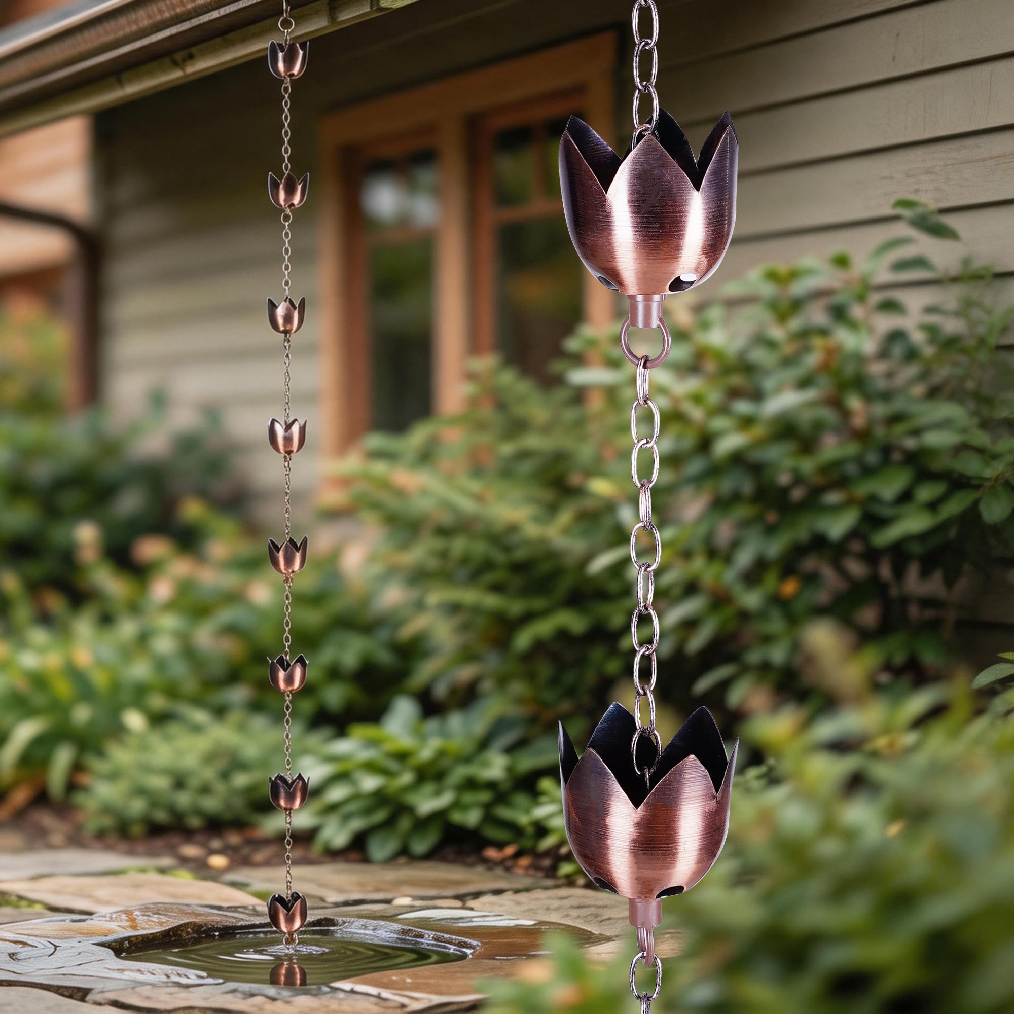 Topadorn installed on porch creating calming rain sound and enhanced ambiance