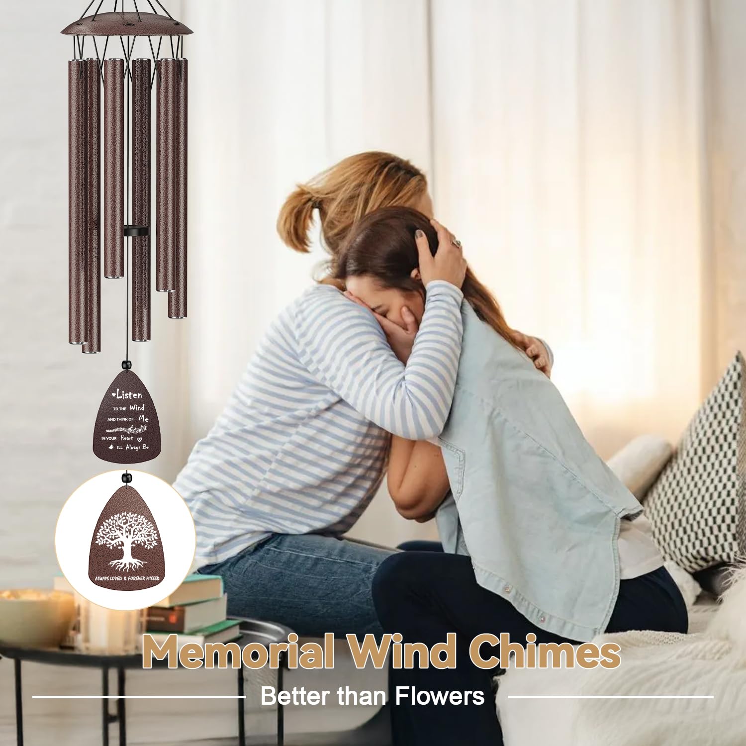TOPBRY wind chime hanging in garden patio creating calming outdoor ambiance
