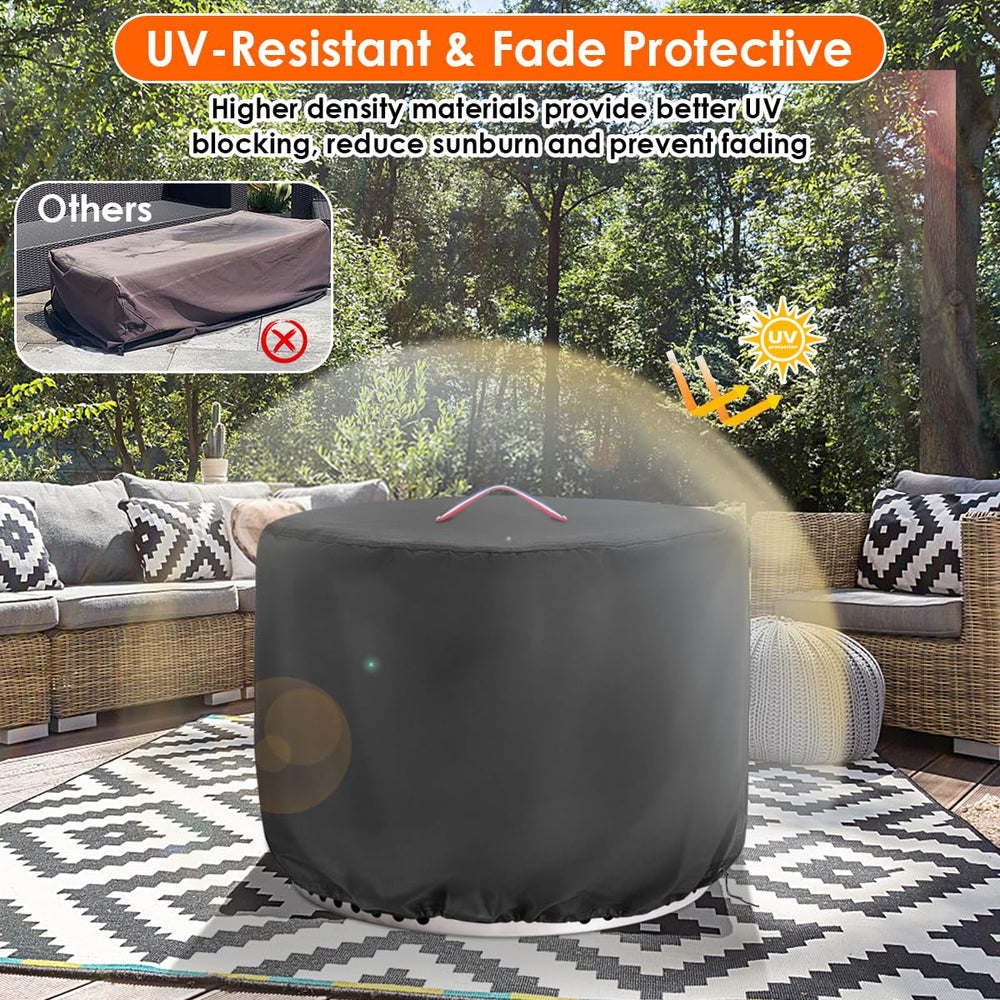 Topcover installed on globe fire pit in backyard - keeps pit clean