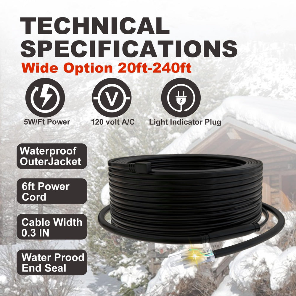 TOPDURE cable mounted in a gutter preventing ice buildup during winter