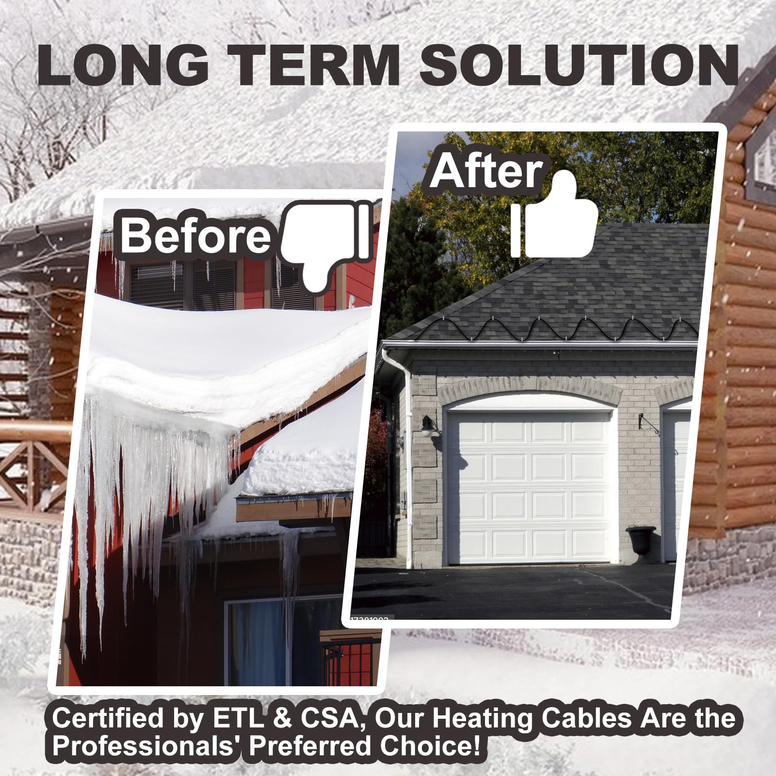TOPDURE cable along roof edge melting snow to protect shingles
